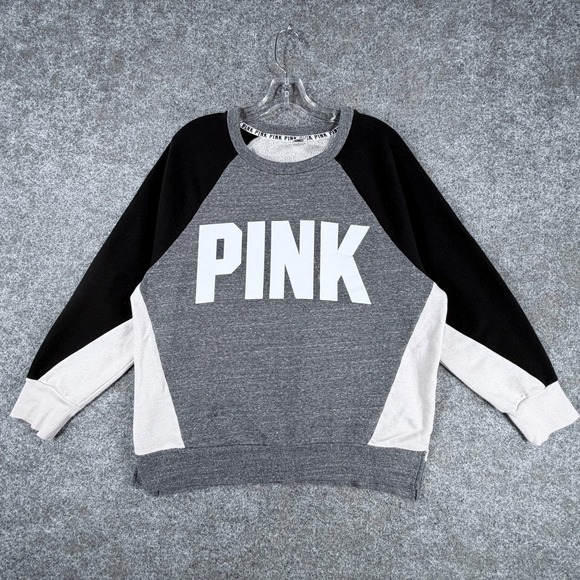 Victoria's Secret Tops - Victorias Secret By Pink Sweatshirt Womens M Multicolor Colorblock Fleece Lined